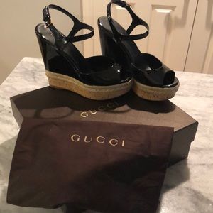 Gucci Black Patent Wedge